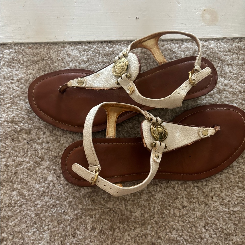 Tommy Hilfiger Open-Toed Cream Sandals